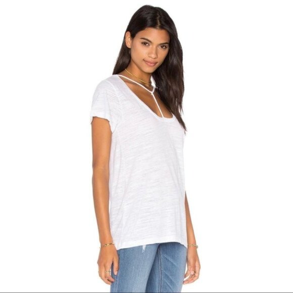 LNA Bondage Strap Tee T-Shirt White Short Sleeve Relaxed fit Strappy Size Small - Picture 6 of 10